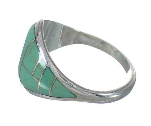 Authentic Sterling Silver Turquoise Inlay Ring Size 6-1/2 AX92827