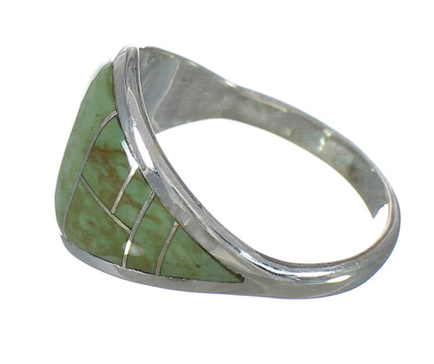 Southwestern Sterling Silver Turquoise Ring Size 6-3/4 AX92835