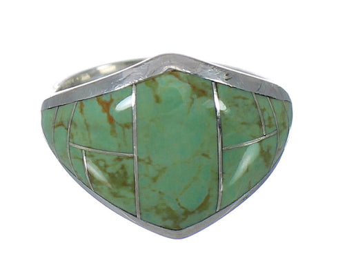 Southwest Sterling Silver Turquoise Inlay Ring Size 4-1/2 AX92838