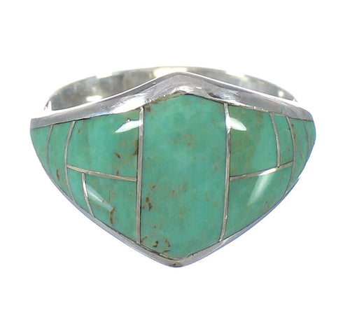 Silver Jewelry Turquoise Inlay Ring Size 6 AX92886