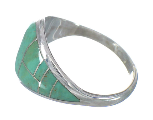 Silver Jewelry Turquoise Inlay Southwest Ring Size 6-1/2 AX92889