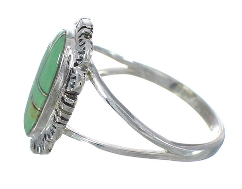 Turquoise Inlay Jewelry Genuine Sterling Silver Ring Size 4-3/4 AX92958