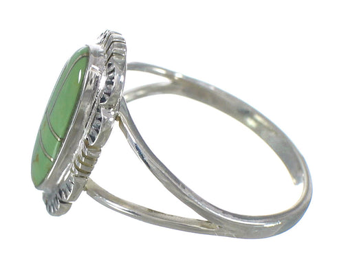 Southwestern Turquoise Inlay Silver Ring Size 5-1/2 AX92980