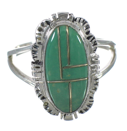 Turquoise Inlay Jewelry Sterling Silver Ring Size 5-1/4 AX92993
