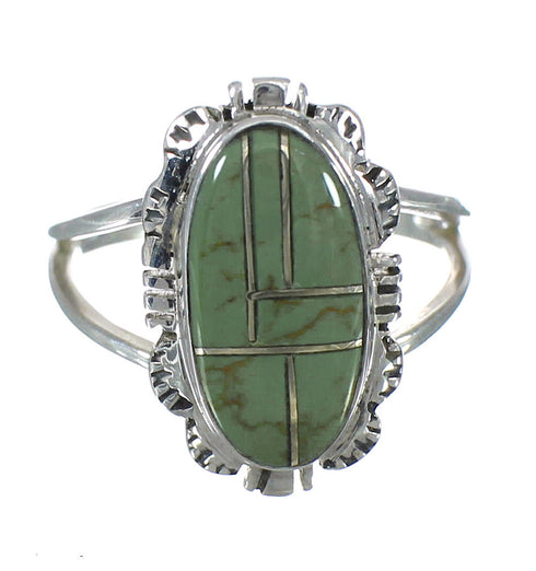 Southwest Jewelry Turquoise Inlay Authentic Sterling Silver Ring Size 5 AX93017