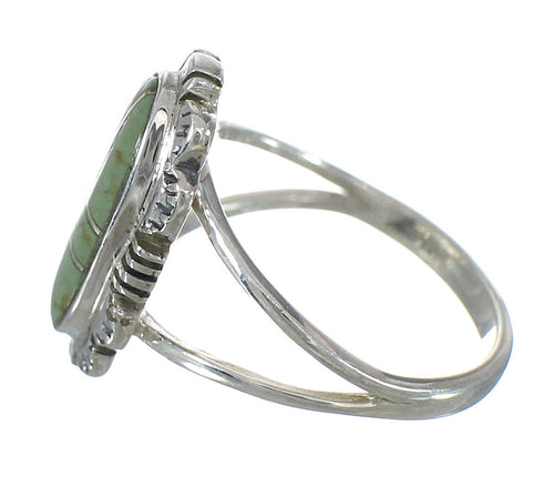 Southwest Jewelry Turquoise Inlay Authentic Sterling Silver Ring Size 5 AX93017