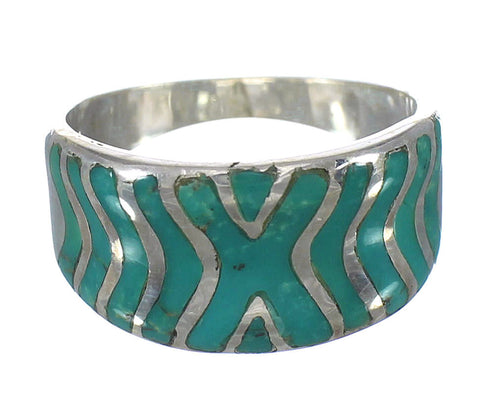 Southwestern Silver Jewelry Turquoise Ring Size 7 AX93059