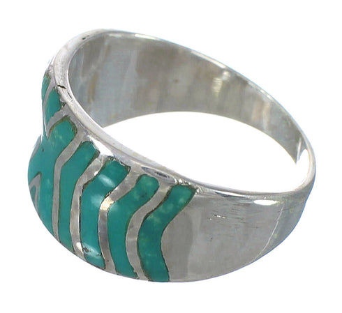 Southwestern Silver Jewelry Turquoise Ring Size 7 AX93059