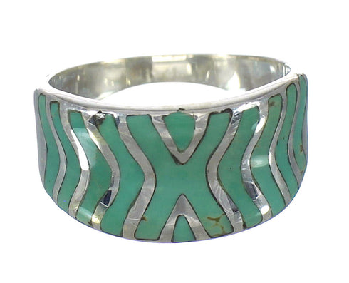 Turquoise Inlay Authentic Sterling Silver Ring Size 7-1/2 AX93072