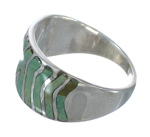 Turquoise Inlay Authentic Sterling Silver Southwestern Ring Size 6-1/4 AX93079