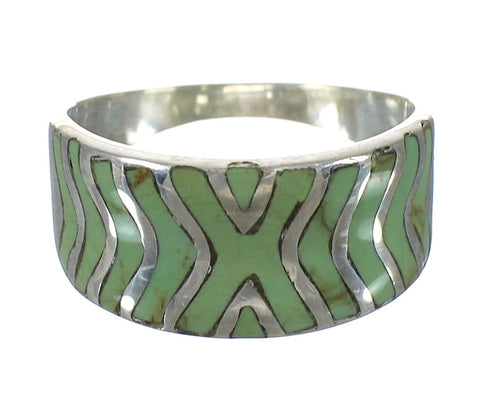 Turquoise Inlay Silver Southwest Ring Size 8 AX93081
