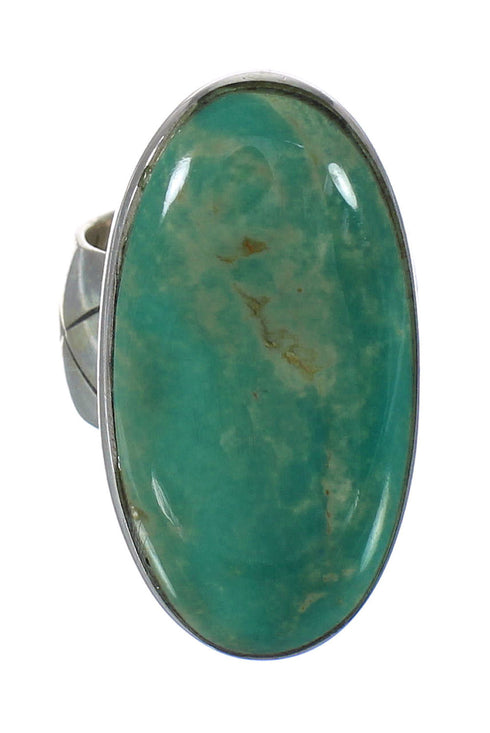 Southwestern Sterling Silver Turquoise Ring Size 4-3/4 AX92672