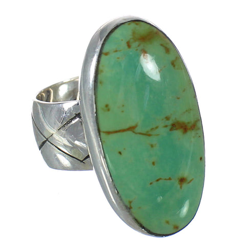 Southwestern Sterling Silver Turquoise Jewelry Ring Size 5-1/4 AX92675