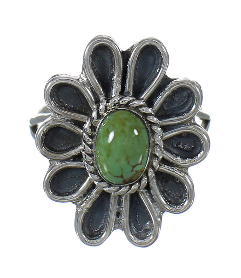 Authentic Sterling Silver Turquoise Flower Jewelry Ring Size 6-1/2 FX91438