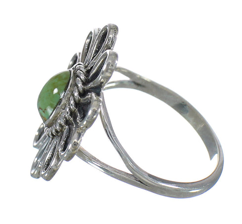 Authentic Sterling Silver Turquoise Flower Jewelry Ring Size 6-1/2 FX91438