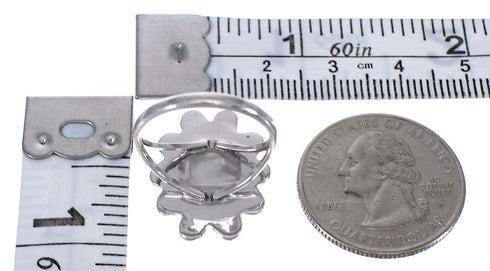 Authentic Sterling Silver Turquoise Flower Jewelry Ring Size 6-1/2 FX91438