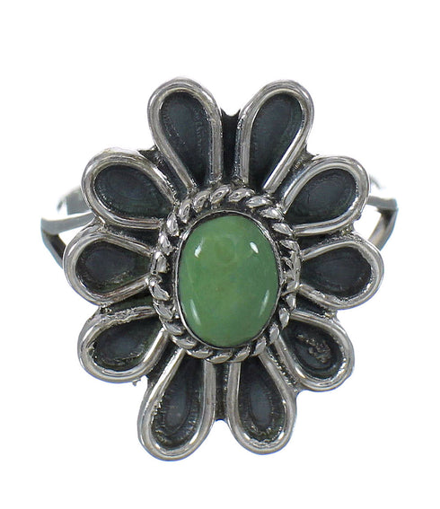 Genuine Sterling Silver Turquoise Flower Ring Size 6-1/2 FX91446