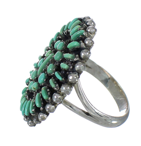 Turquoise Needlepoint Sterling Silver Ring Size 6-1/2 FX91837