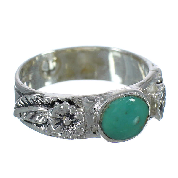 Genuine Sterling Silver And Turquoise Flower Ring Size 7-3/4 YX91610