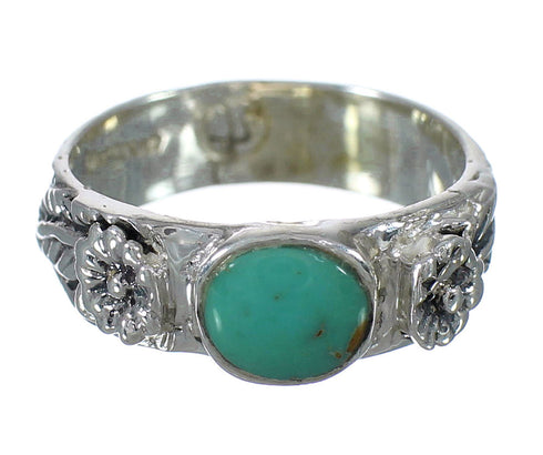 Genuine Sterling Silver And Turquoise Flower Ring Size 7-3/4 YX91610
