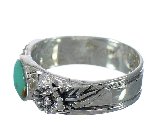 Genuine Sterling Silver And Turquoise Flower Ring Size 7-3/4 YX91610