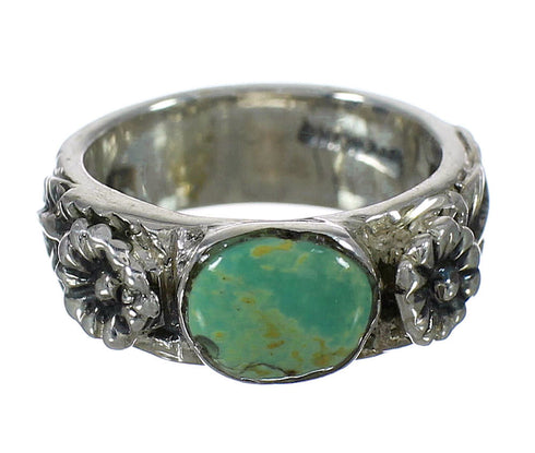 Authentic Sterling Silver And Turquoise Flower Ring Size 5 YX91613