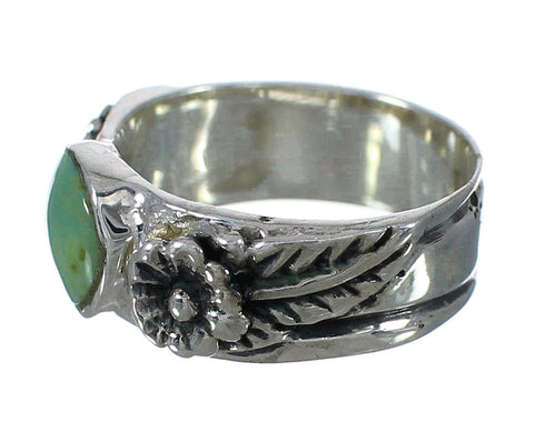 Southwestern Sterling Silver Turquoise Flower Ring Size 4-3/4 YX91621