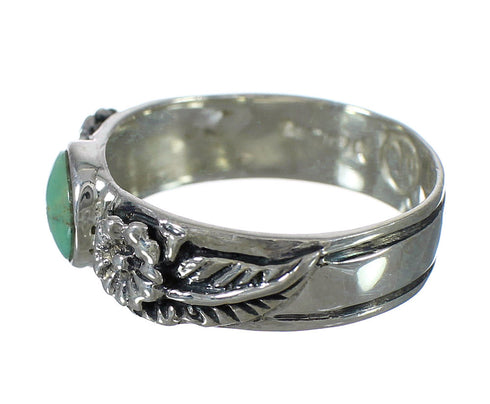 Southwest Turquoise Genuine Sterling Silver Flower Ring Size 7-3/4 YX91676