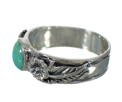 Southwestern Turquoise And Sterling Silver Flower Ring Size 8 YX91683