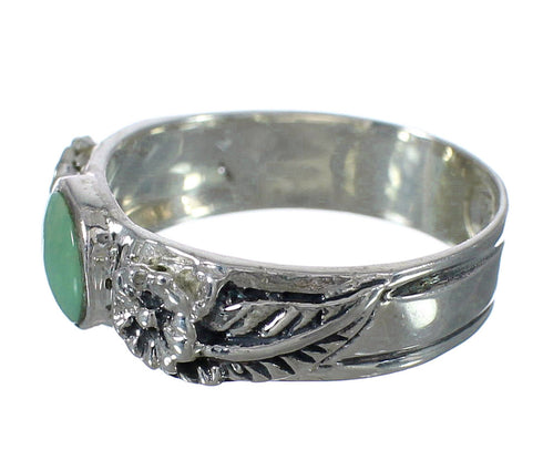 Turquoise And Silver Southwestern Flower Ring Size 6-3/4 YX91697