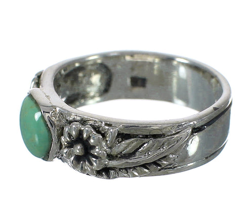 Turquoise And Genuine Sterling Silver Southwestern Flower Ring Size 6-3/4 YX91701