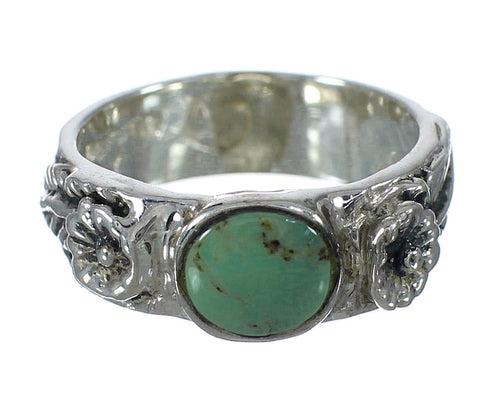 Sterling Silver And Turquoise Southwestern Flower Ring Size 7-1/4 YX91715