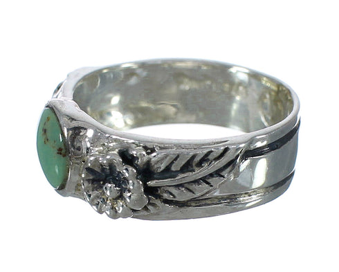Sterling Silver And Turquoise Southwestern Flower Ring Size 7-1/4 YX91715
