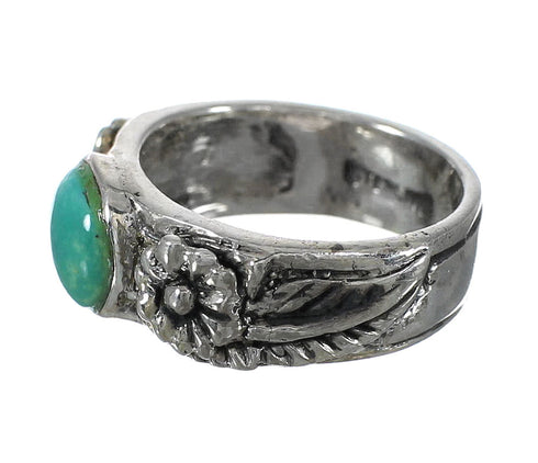 Genuine Sterling Silver And Turquoise Southwestern Flower Ring Size 4-3/4 YX91718