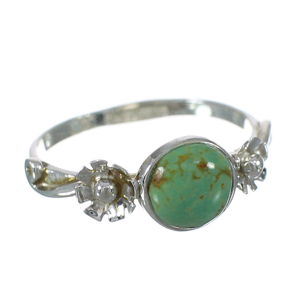 Turquoise And Silver Southwestern Flower Ring Size 6-1/4 YX90818