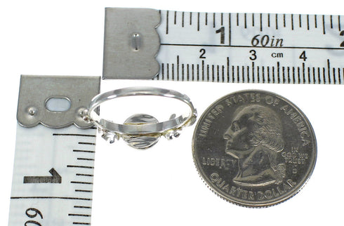 Turquoise And Genuine Sterling Silver Southwestern Flower Ring Size 7-3/4 YX90824