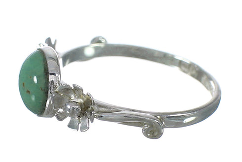 Southwestern Turquoise Silver Flower Ring Size 5 YX90845