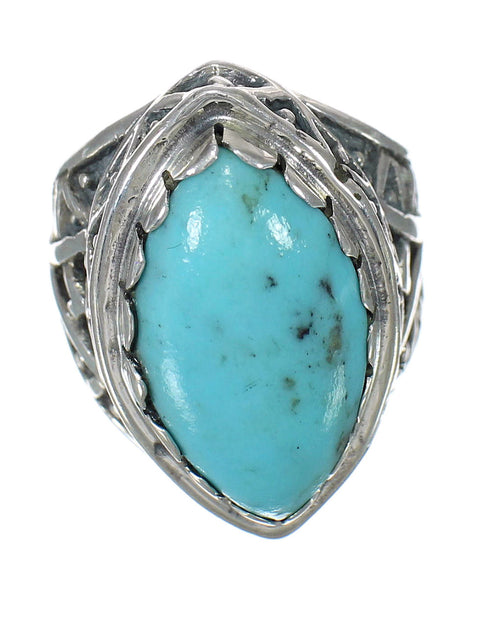 Southwest Turquoise Sterling Silver Jewelry Ring Size 6-1/4 FX93424