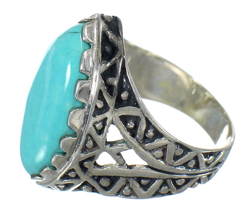 Southwest Sterling Silver Turquoise Ring Size 7-1/2 FX93442