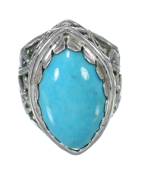 Southwest Sterling Silver Turquoise Ring Size 7-1/2 FX93450