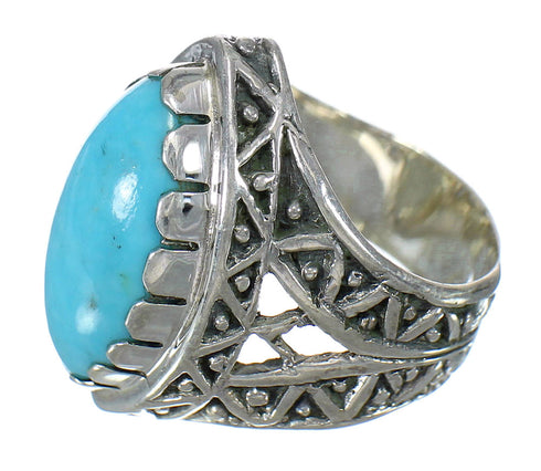 Southwest Sterling Silver Turquoise Ring Size 7-1/2 FX93450