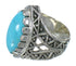 Southwest Sterling Silver Turquoise Ring Size 7-1/2 FX93450