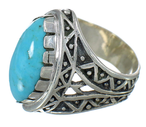 Southwest Turquoise Sterling Silver Jewelry Ring Size 7-1/4 FX93453