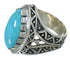 Southwest Turquoise Sterling Silver Jewelry Ring Size 7-1/4 FX93453