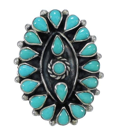 Turquoise Needlepoint Authentic Sterling Silver Ring Size 5 RX92841