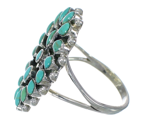Genuine Sterling Silver Turquoise Needlepoint Ring Size 4-3/4 RX92855