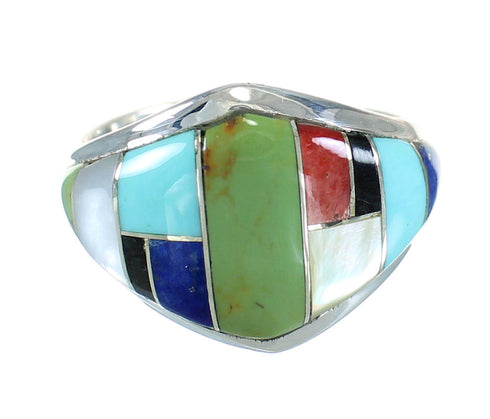 Multicolor Sterling Silver Southwest Ring Size 6-1/2 AX87790