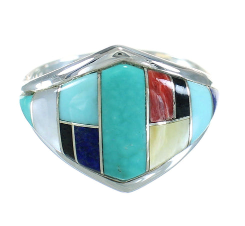 Multicolor Sterling Silver Southwestern Ring Size 7 AX87791