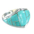 Turquoise Inlay Silver Southwest Ring Size 6-1/2 AX87948
