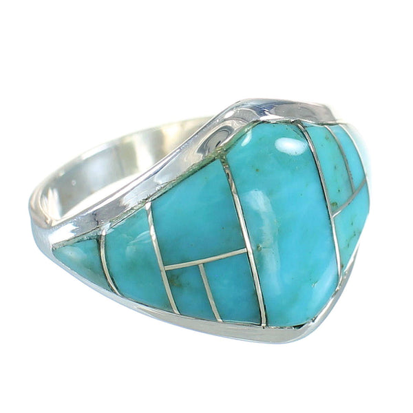 Southwest Turquoise Sterling Silver Jewelry Ring Size 6-1/4 AX87955